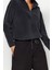 Kadın Moda Şık Regular Fermuarlı Yaka Düşük Kol Regular Fermuar Detaylı Polar Örme Sweatshirt 2