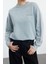 Kadın Moda Bol Bisiklet Yaka Düşük Kol Uzun Ön ve Sırt Baskılı Yıkamalı Geniş Kalıp Örme Sweatshirt 3