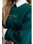 Kadın Bisiklet Yaka Düşük Kol Uzun Sloganlı Düğme Detaylı Kalıp Kalın Içi Polarlı Örme Sweatshirt 3