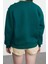 Kadın Bisiklet Yaka Düşük Kol Uzun Sloganlı Düğme Detaylı Kalıp Kalın Içi Polarlı Örme Sweatshirt 5