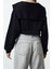 Kadın Moda Şık Crop Polo Yaka Düşük Kol Crop Normal Kalıp Fermuarlı Yaka Detaylı Örme Sweatshirt 5