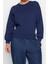 Kadın Moda Şık Oversize Bisiklet Yaka Düşük Kol Uzun Rahat Kalıp Basic Reglan Kol Örme Sweatshirt 3