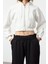 Kadın Moda Şık Regular Kapüşonlu Düşük Kol Crop Normal Kalıp Kalın Içi Polarlı Örme Sweatshirt 1