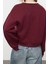 Kadın Oversize Bisiklet Yaka Düşük Kol Crop Slogan Geniş Kalıp Kalın Içi Polarlı Örme Sweatshirt 5