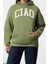 Kadın Bol Kapüşonlu Düşük Kol Uzun Kalın Polarlı Slogan Baskılı Geniş Kesim Örme Sweatshirt 2