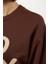 Kadın Moda Regular Bisiklet Yaka Düşük Kol Regular Slogan Nakışlı Normal Kalıp Kalın Örme Sweatshirt 4
