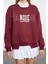 Kadın Relaxed Bisiklet Yaka Düşük Kol Uzun Slogan Baskılı Geniş Kalıp Etek Ucu Örme Sweatshirt 1