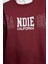 Kadın Relaxed Bisiklet Yaka Düşük Kol Uzun Slogan Baskılı Geniş Kalıp Etek Ucu Örme Sweatshirt 4