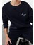 Kadın Moda Şık Bol Bisiklet Yaka Standart Kol Uzun Kalın Içi Polarlı Örme Sweatshirt 3