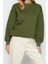 Kadın Regular Bisiklet Yaka Düşük Kol Regular Kalın Içi Polarlı Normal Kalıp Basic Örme Sweatshirt 2