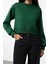 Kadın Bisiklet Yaka Düşük Kol Crop Kalın Polarlı Geniş Kalıp Crop Basic Örme Sweatshirt 3