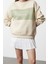 Kadın Bol Bisiklet Yaka Düşük Kol Uzun Açık Slogan Baskılı Kalıp Kalın Içi Polarlı Örme Sweatshirt 3