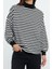 Kadın Oversize Dik Yaka Uzun Basic Çizgili Kalıp Yarım Balıkçı Kalın Polarlı Örme Sweatshirt 2