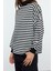 Kadın Oversize Dik Yaka Uzun Basic Çizgili Kalıp Yarım Balıkçı Kalın Polarlı Örme Sweatshirt 3