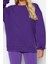 Kadın Moda Oversize Bisiklet Yaka Düşük Kol Uzun Rahat Kesim Basic Kalın Içi Polarlı Örme Sweatshirt 4