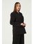 Siyah Regular Astarlı Dokuma Oversize Blazer Ceket 2