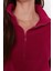 Kadın Moda Şık Regular Fermuarlı Yaka Düşük Kol Regular Fermuar Detaylı Polar Örme Sweatshirt 3