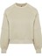 Kadın Moda Şık Regular Bisiklet Yaka Düşük Kol Crop Fit Nakışlı Kalın Içi Polarlı Örme Sweatshirt 1