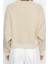 Kadın Moda Şık Regular Bisiklet Yaka Düşük Kol Crop Fit Nakışlı Kalın Içi Polarlı Örme Sweatshirt 4