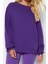 Kadın Moda Oversize Bisiklet Yaka Düşük Kol Uzun Rahat Kesim Basic Kalın Içi Polarlı Örme Sweatshirt 3