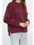 Kadın Regular Bisiklet Yaka Düşük Kol Regular Kalın Içi Polarlı Normal Kalıp Basic Örme Sweatshirt 3