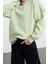 Kadın Bol Bisiklet Yaka Düşük Kol Uzun Normal Kalıp Karyoka Dikişli Kalın Polarlı Örme Sweatshirt 2