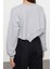 Kadın Moda Oversize Bisiklet Yaka Düşük Kol Crop Geniş Kalıp Asimertik Crop Kalın Örme Sweatshirt 5