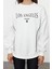 Kadın Bol Bisiklet Yaka Düşük Kol Uzun Slogan Baskılı Geniş Kalıp Kalın Içi Polarlı Örme Sweatshirt 1