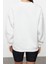 Kadın Bol Bisiklet Yaka Düşük Kol Uzun Slogan Baskılı Geniş Kalıp Kalın Içi Polarlı Örme Sweatshirt 5