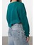 Kadın Moda Oversize Bisiklet Yaka Düşük Kol Crop Geniş Kalıp Asimertik Crop Kalın Örme Sweatshirt 5