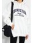 Kadın Oversize Kapüşonlu Standart Kol Standart Kalın Polarlı Baskılı Geniş Kalıp Örme Sweatshirt 2