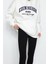 Kadın Oversize Kapüşonlu Standart Kol Standart Kalın Polarlı Baskılı Geniş Kalıp Örme Sweatshirt 3