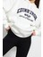 Kadın Oversize Kapüşonlu Standart Kol Standart Kalın Polarlı Baskılı Geniş Kalıp Örme Sweatshirt 4