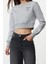 Kadın Moda Şık Crop Madonna Yaka Düşük Kol Crop Kayık Yaka Crop Normal Kalıp Örme Sweatshirt 2