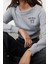 Kadın Moda Şık Crop Madonna Yaka Düşük Kol Crop Kayık Yaka Crop Normal Kalıp Örme Sweatshirt 3
