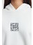 Kadın Moda Şık Bol Kapüşonlu Düşük Kol Uzun Geniş Kalıp Nakışlı Kalın Içi Polarlı Örme Sweatshirt 4