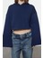 Kadın Kapüşonlu Ispanyol Kol Crop Kalın Polarlı Rahat Kesim Crop Ispanyol Kol Örme Sweatshirt 1