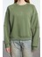 Kadın Moda Şık Regular Bisiklet Yaka Düşük Kol Crop Fit Nakışlı Kalın Içi Polarlı Örme Sweatshirt 1