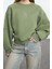 Kadın Moda Şık Regular Bisiklet Yaka Düşük Kol Crop Fit Nakışlı Kalın Içi Polarlı Örme Sweatshirt 2