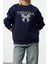 Kadın Bisiklet Yaka Reglan Kol Rahat Kalıp Reglan Kol Slogan ve Fiyonk Baskılı Örme Sweatshirt 3