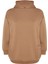 Kadın Büyük Beden Relaxed Kapüşonlu Düşük Kol Regular Slogan Detaylı Içi Polar Kalın Örme Sweatshirt 1