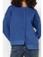 Kadın Regular Bisiklet Yaka Düşük Kol Regular Kalın Içi Polarlı Asimetrik Detaylı Örme Sweatshirt 2