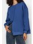Kadın Regular Bisiklet Yaka Düşük Kol Regular Kalın Içi Polarlı Asimetrik Detaylı Örme Sweatshirt 4