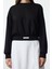 Kadın Oversize Dik Yaka Düşük Kol Crop Rahat Kalıp Yumuşak Tuşeli Crop Etiket Örme Sweatshirt 1