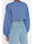 Kadın Moda Şık Crop Bisiklet Yaka Düşük Kol Crop Asimetrik Super Crop Ince Örme Sweatshirt 5