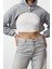 Kadın Moda Şık Regular Kapüşonlu Düşük Kol Super Crop Örme Sweatshirt 3