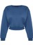 Kadın Moda Şık Crop Dik Yaka Düşük Kol Crop Rahat Kesim Crop Basic Kalın Içi Polarlı Örme Sweatshirt 1