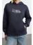 Kadın Moda Şık Bol Kapüşonlu Düşük Kol Uzun Ön Arka Baskılı Geniş Kalıp Örme Sweatshirt 3