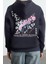 Kadın Moda Şık Bol Kapüşonlu Düşük Kol Uzun Ön Arka Baskılı Geniş Kalıp Örme Sweatshirt 5