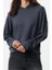 Kadın Kapüşonlu Düşük Kol Dikiş Detaylı Normal Kesim Yumuşak Tuşeli Örme Sweatshirt 2